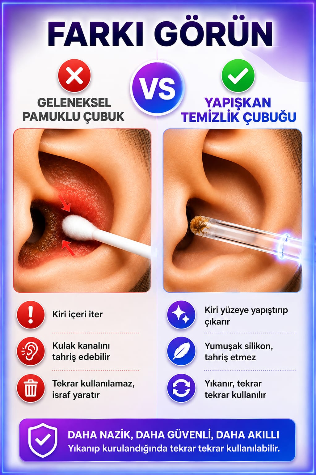 Yapışkan Silikon Kulak Temizleme Çubuğu görsel 3
