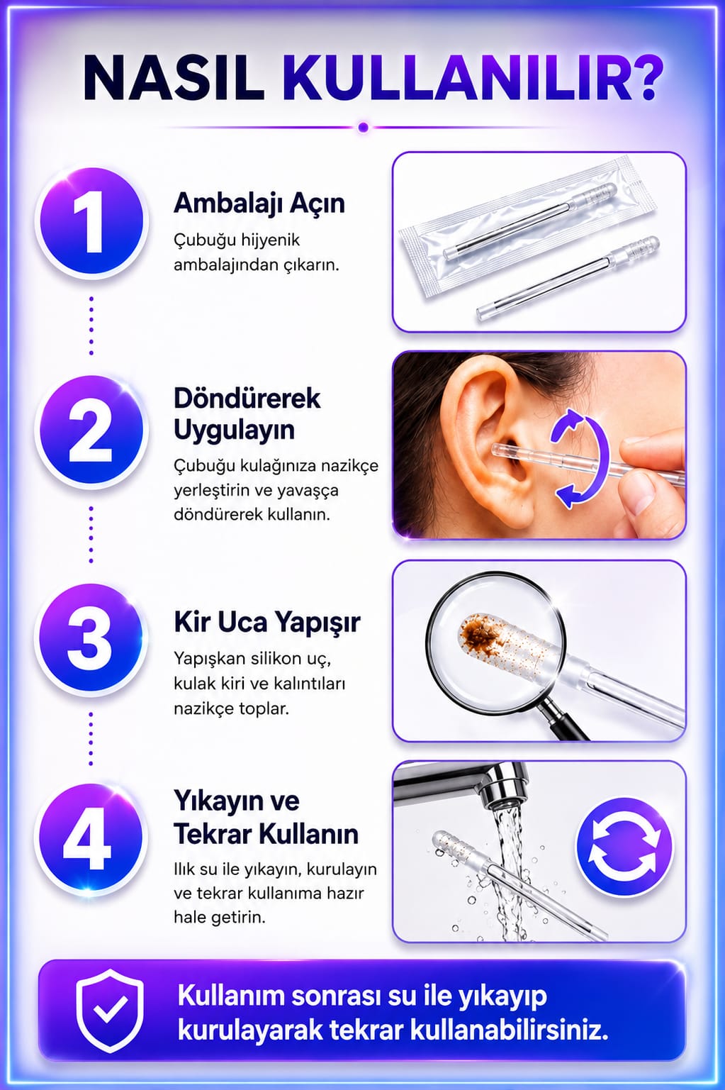 Yapışkan Silikon Kulak Temizleme Çubuğu görsel 4
