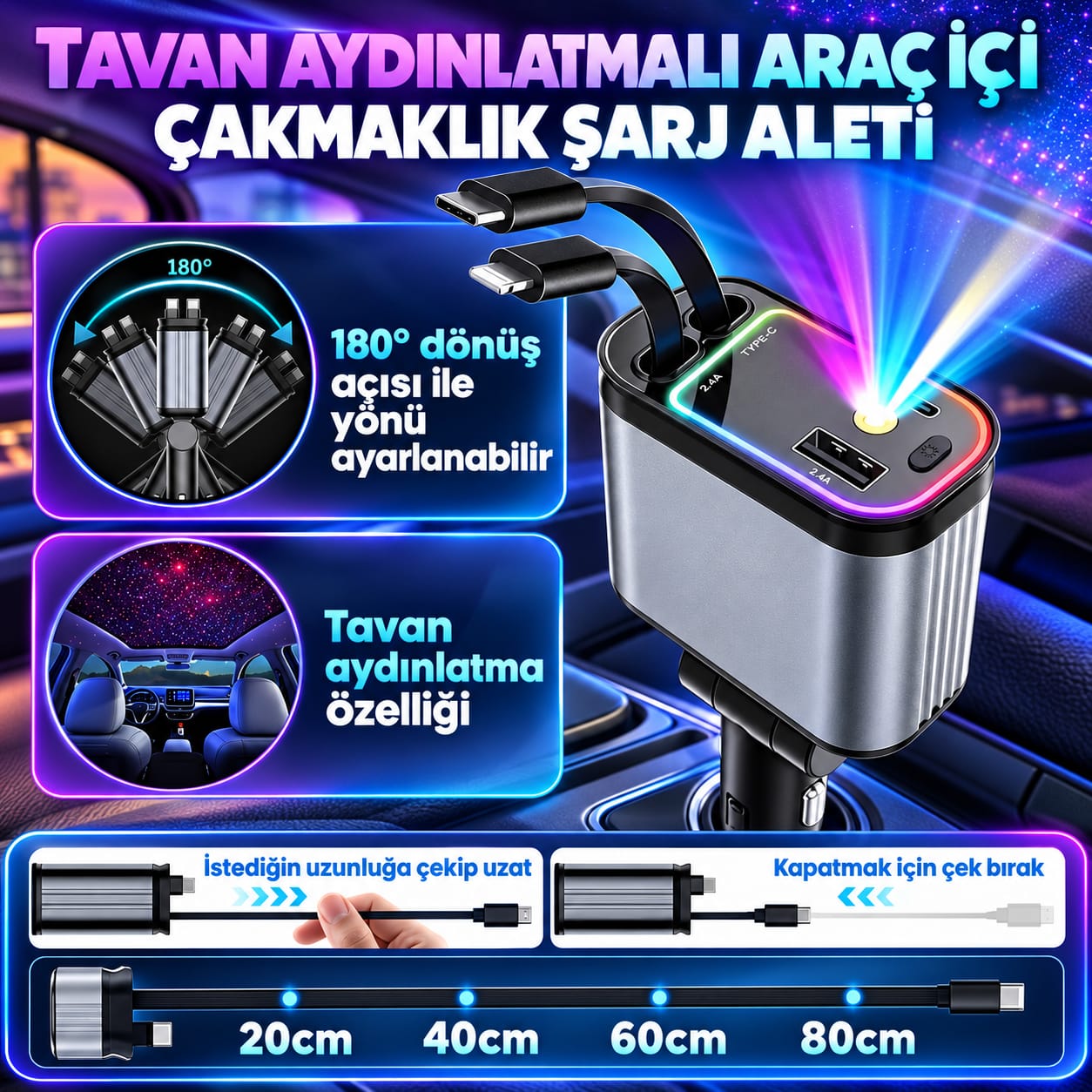 66W Hızlı Araç Şarj Cihazı